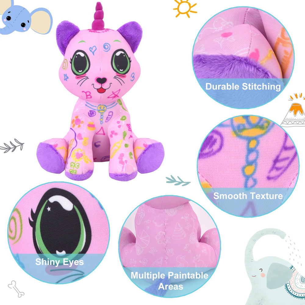 DRAWMYTOY plush toy shows washable surface after coloring