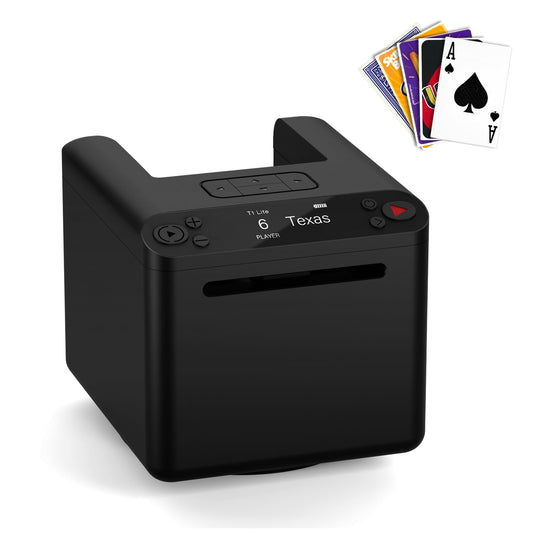 DrawPies automatic card dealer on table ready for up to 12 players