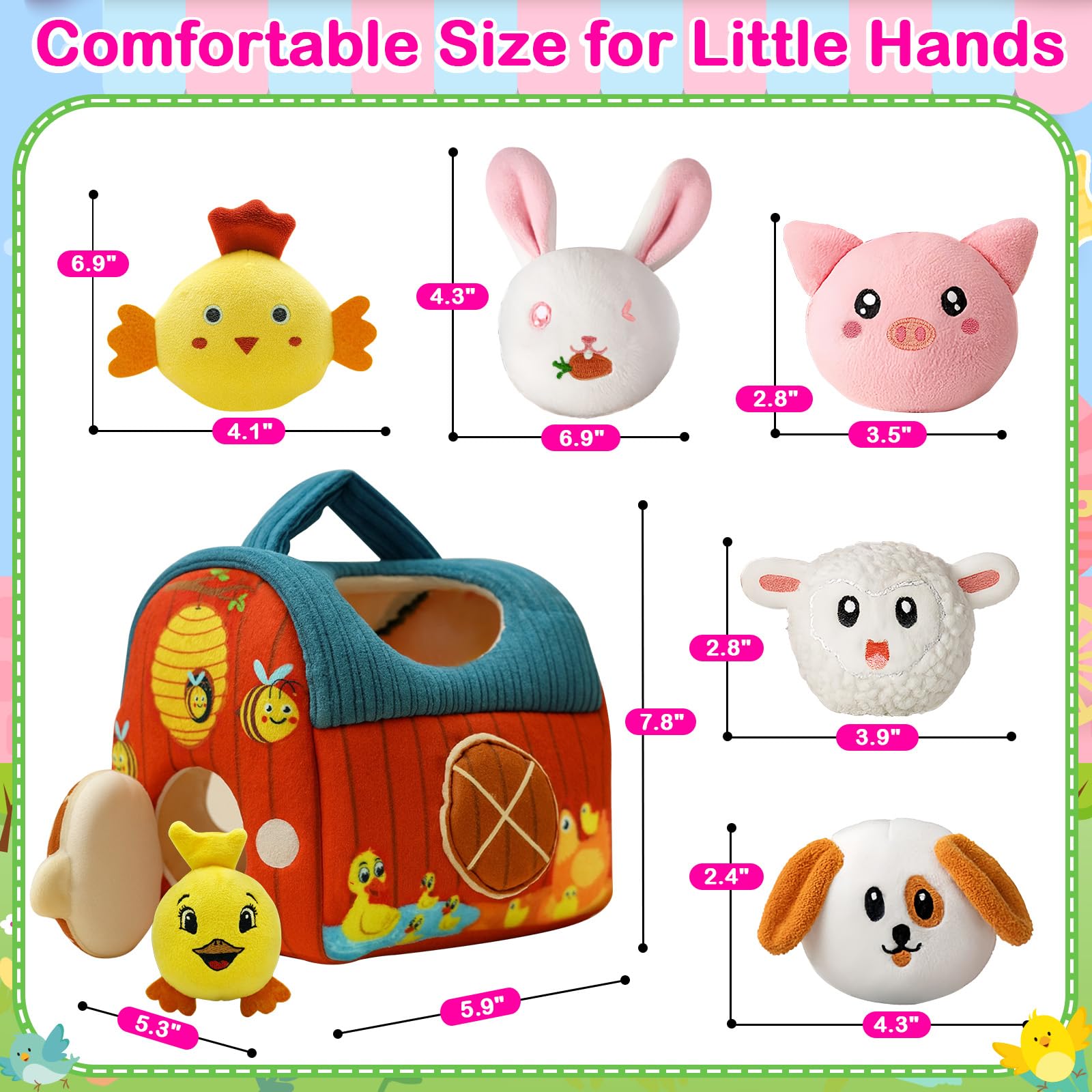 Dr.BeTree Barn with animals inside supports tactile discovery and interactive play