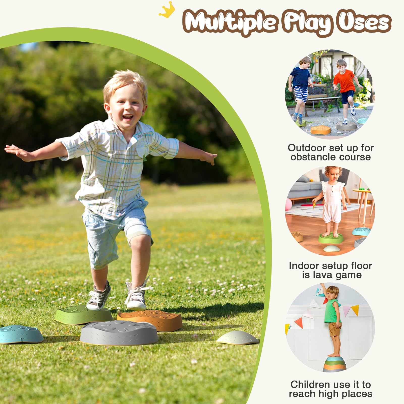 DREAM BUILDING stepping stones suitable for indoor and outdoor use in classrooms and yards.