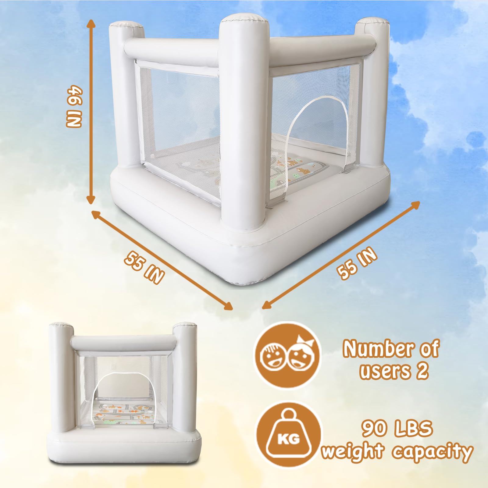 Dream Castle Mini Bounce House kids playing and smiling indoors