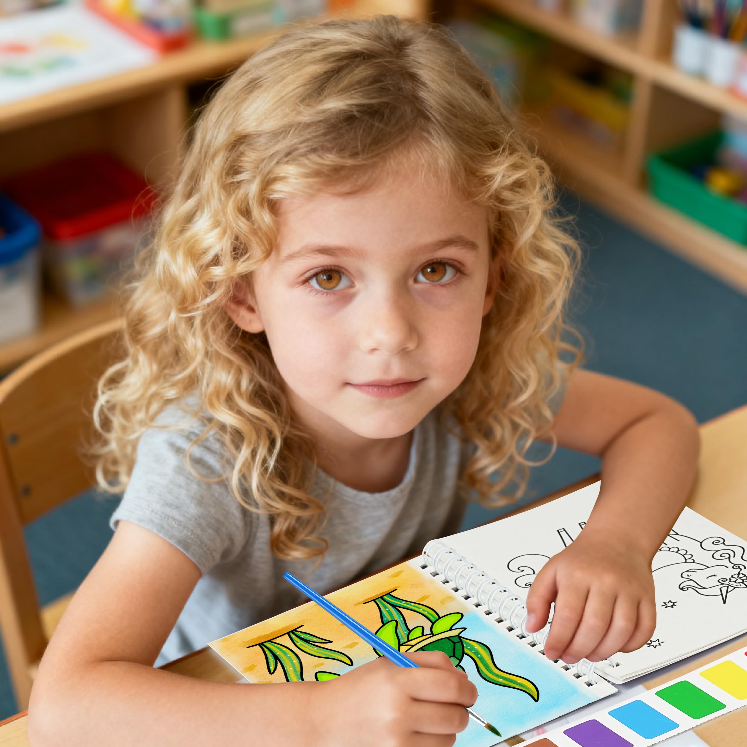 Kids enjoy a creative DreamCosy coloring session with water colors