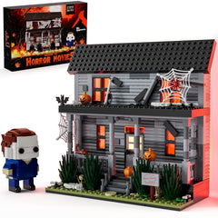 DreamCreators horror house building set with LED light for atmospheric Halloween décor.