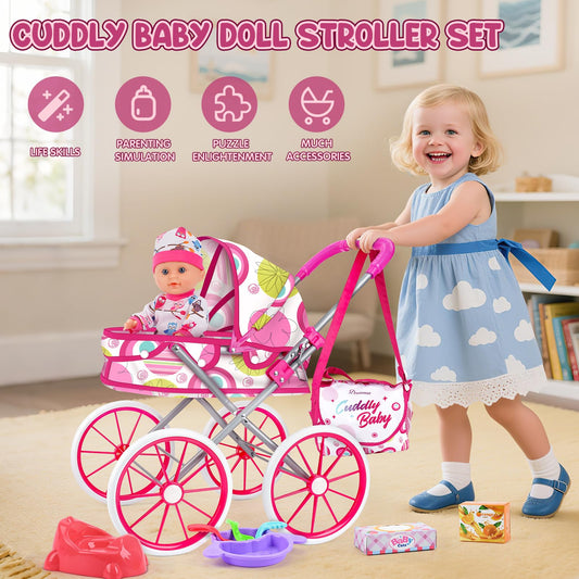 Dreamon stroller side view shows canopy and smooth wheels for easy mobility