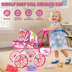 Dreamon stroller side view shows canopy and smooth wheels for easy mobility