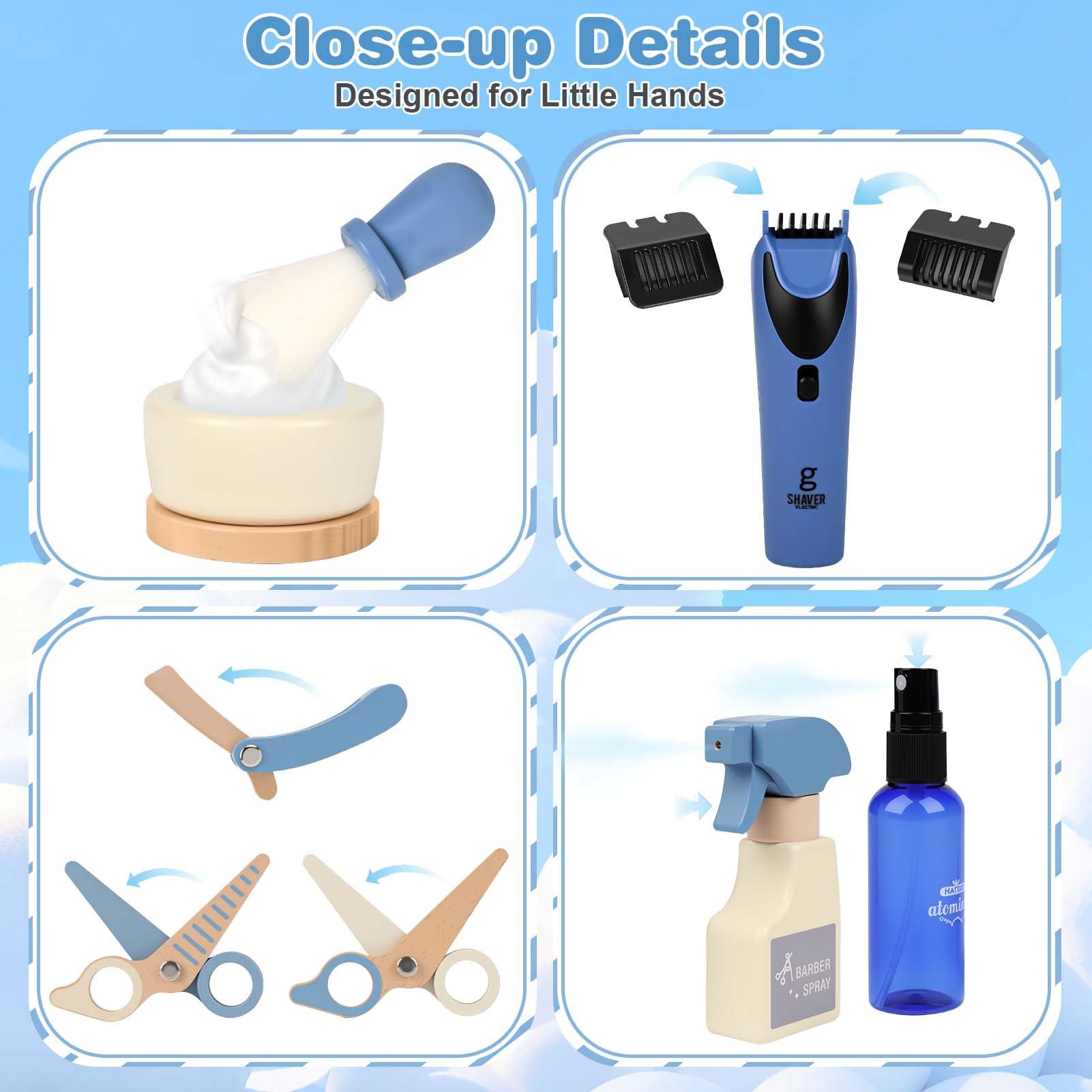 Dreamon mirror and comb setup encourages detailed grooming play.