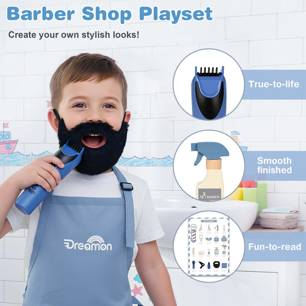 Dreamon tool bag keeps supplies organized for pretend barber sessions.