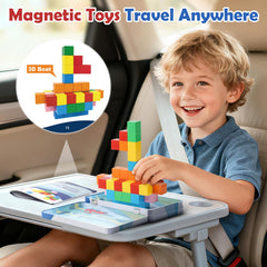 Dreamon blocks forming colorful towers to spark imagination and hands-on learning on the go.