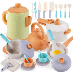 Dreamon kids play kitchen 31-piece set ready for creative pretend cooking.
