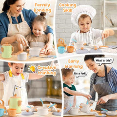 Dreamon kids play kitchen lids and turners for stovetop-style pretend cooking.