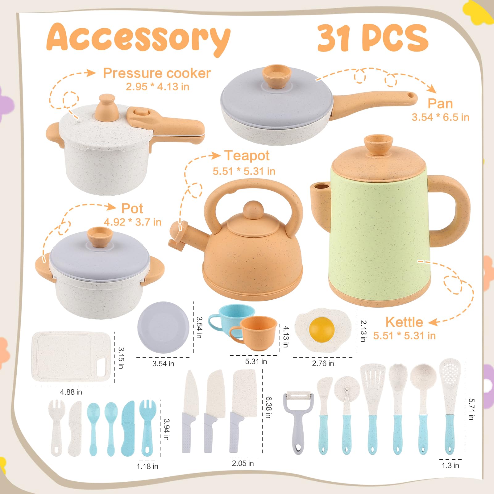 Dreamon kids play kitchen teapot tea set for pretend tea time with friends.