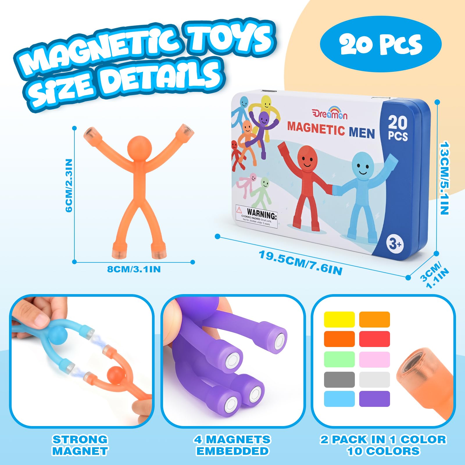 Dreamon magnetic figures with soft silicone bodies for safe, tactile play anywhere.