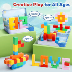 Dreamon portable storage tin keeps blocks organized at home, school, or trips.