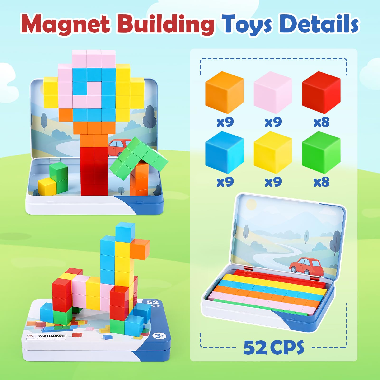Dreamon magnets click securely as blocks stack into sturdy structures.