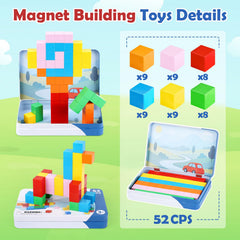 Dreamon magnets click securely as blocks stack into sturdy structures.