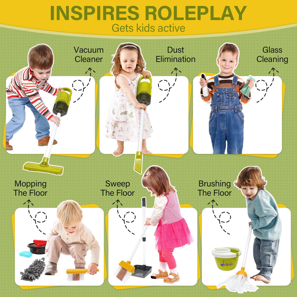 Dreamon toddler cleaning set broom-dustpan: sturdy tools promote early hygiene habits.