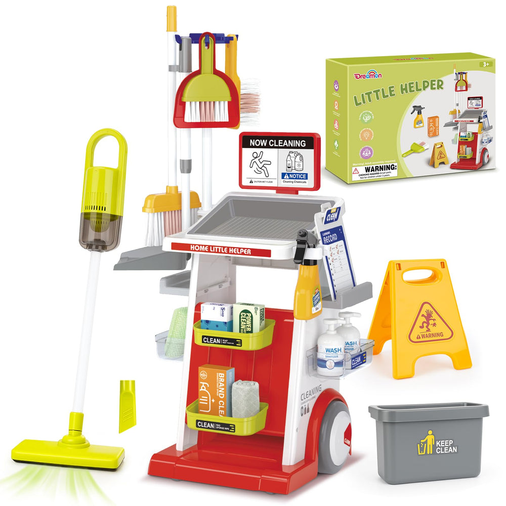 Dreamon Toddler Cleaning Set garbage can fits into various cleanup scenarios.