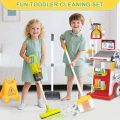 Dreamon Toddler Cleaning Set smooth-pulley wheels enable easy movement during pretend chores.