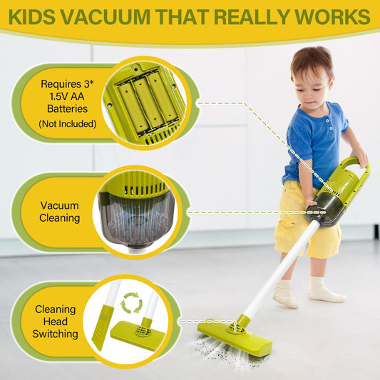 Dreamon toddler cleaning set vacuum: realistic sounds invite immersive pretend play.