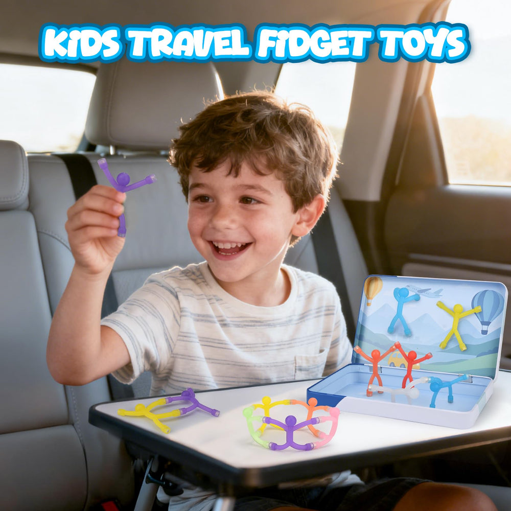 Dreamon travel toy with metal tin storage base, ideal for car trips and organized play.