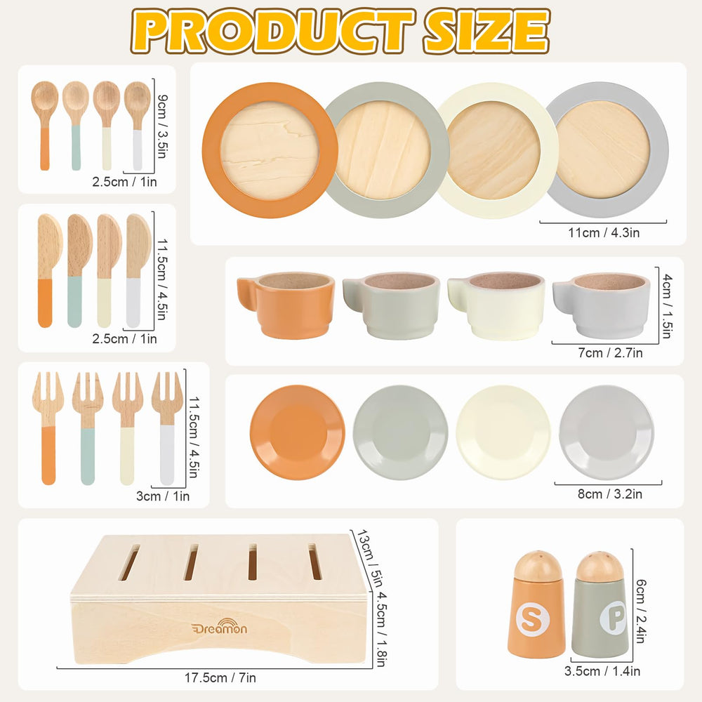 Dreamon wooden condiment shakers for pretend dining and sharing