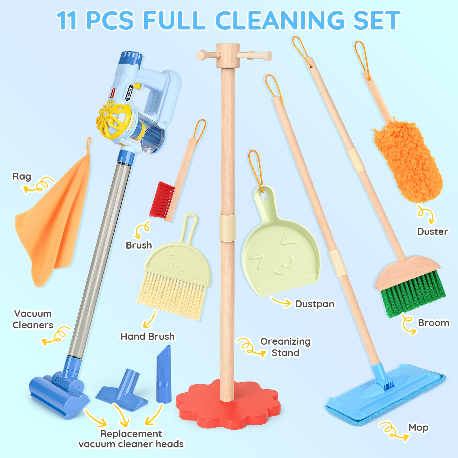 Dreamon wooden toddler cleaning set broom aids role-playing and tidy habits