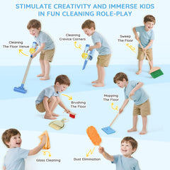 Dreamon wooden toddler cleaning set dustpan showcases child-sized organization tools