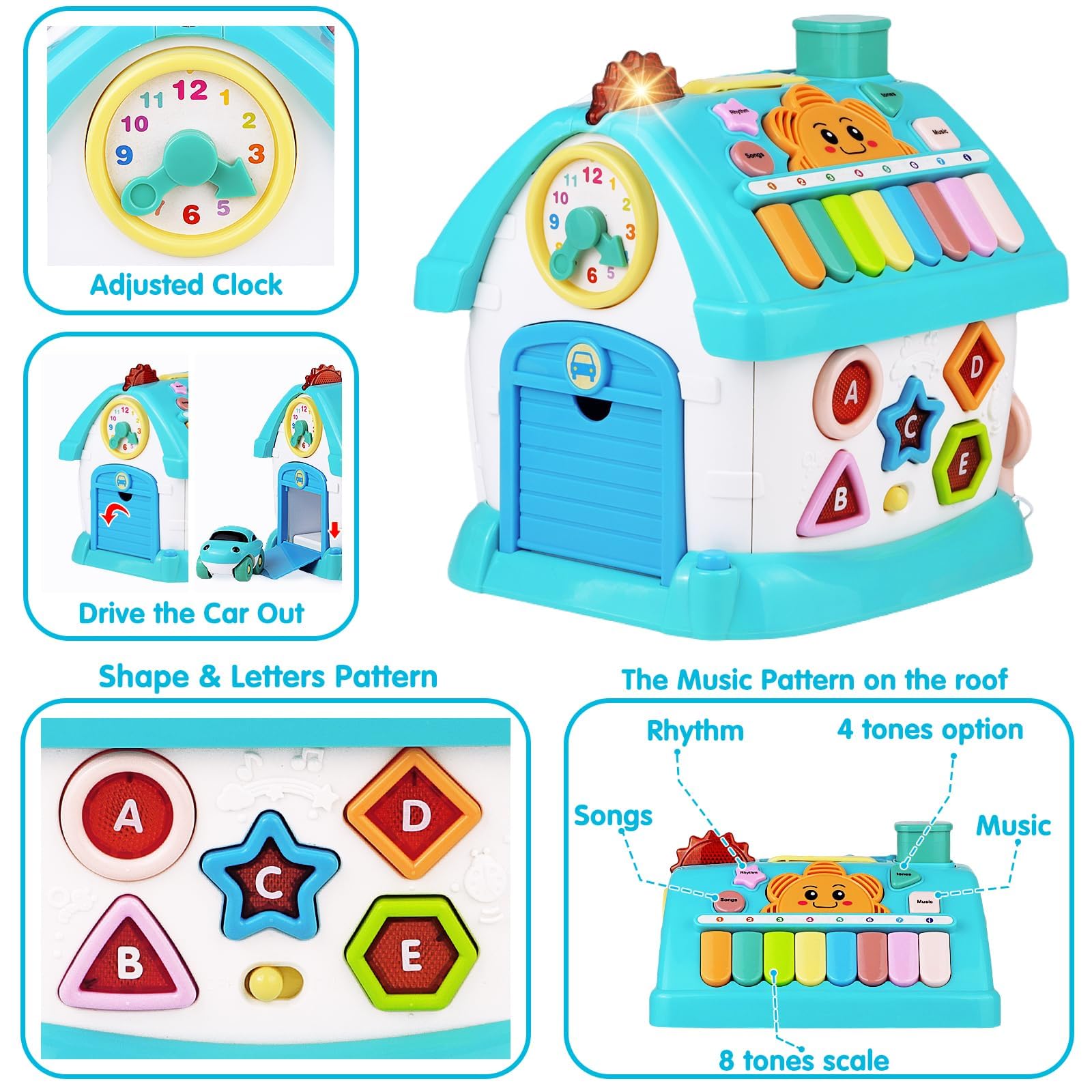 Dreampark 8-in-1 drive-the-car panel supports fine motor skills.