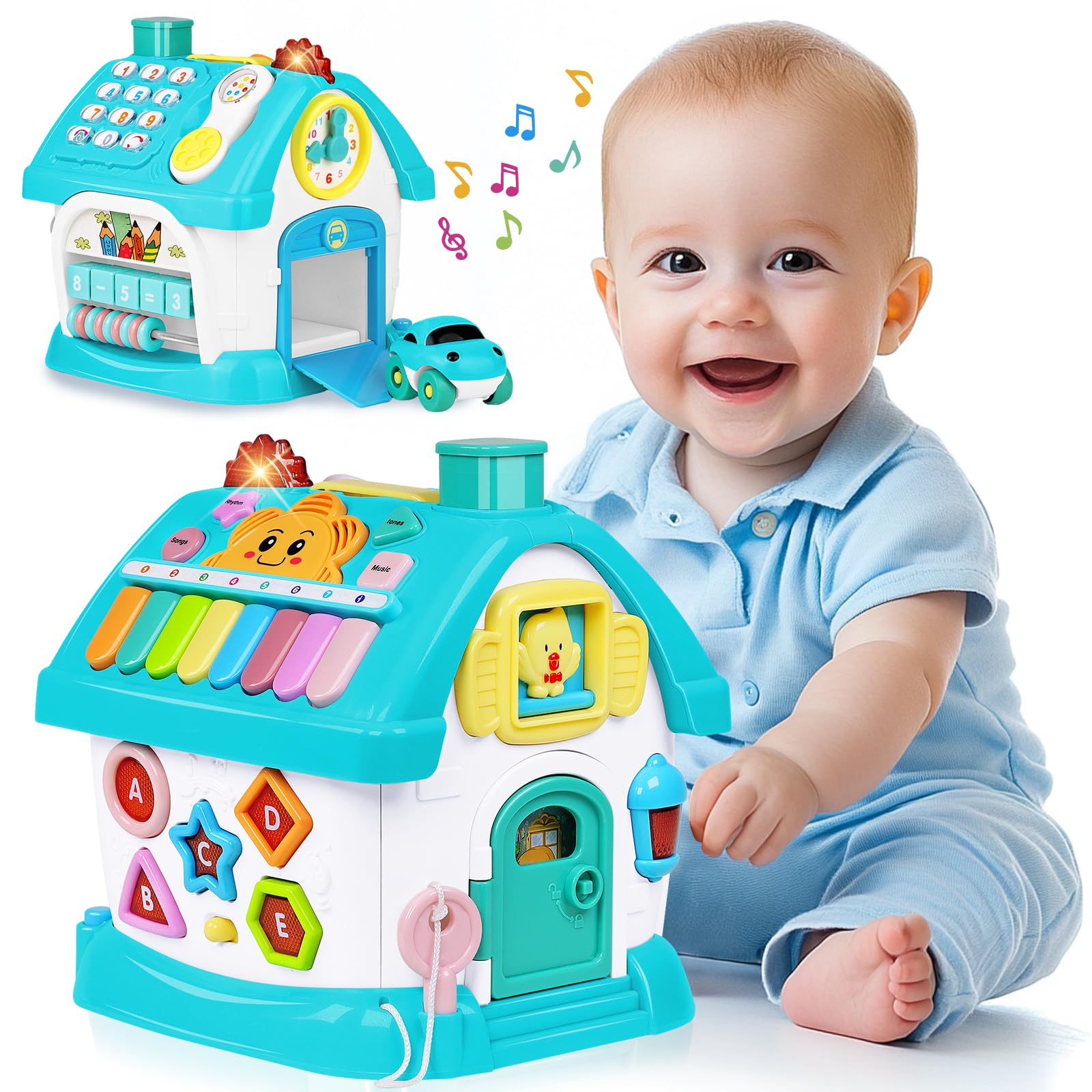 Dreampark 8-in-1 house toy piano zone promotes early musical exploration.