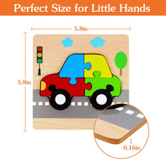 Dreampark wooden vehicle puzzle train enhances sequencing and spatial awareness