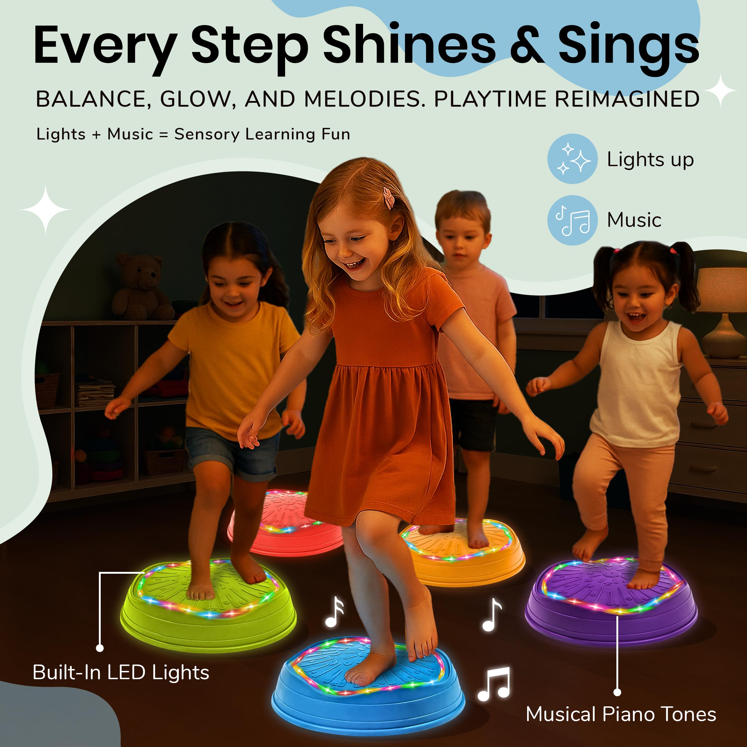Dreamscape Kids stepping stones with lights turning on during play