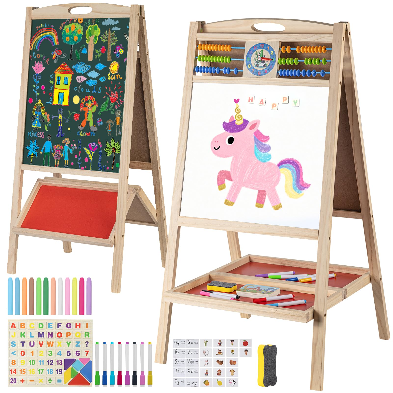 Dreamtailor kids easel with abacus beads for early counting fun.