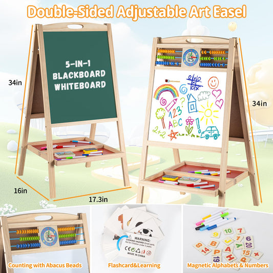 Dreamtailor easel magnetic whiteboard aids drawing and letter practice.