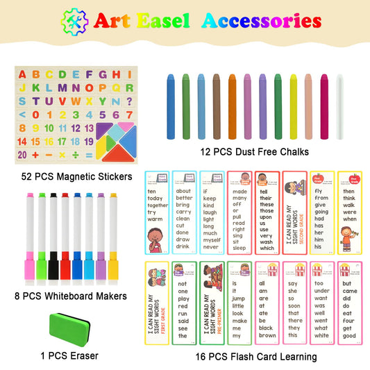 Dreamtailor kids easel with whiteboard surface for reusable dry-erase artwork