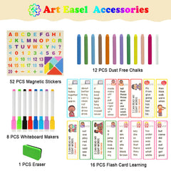 Dreamtailor kids easel with whiteboard surface for reusable dry-erase artwork