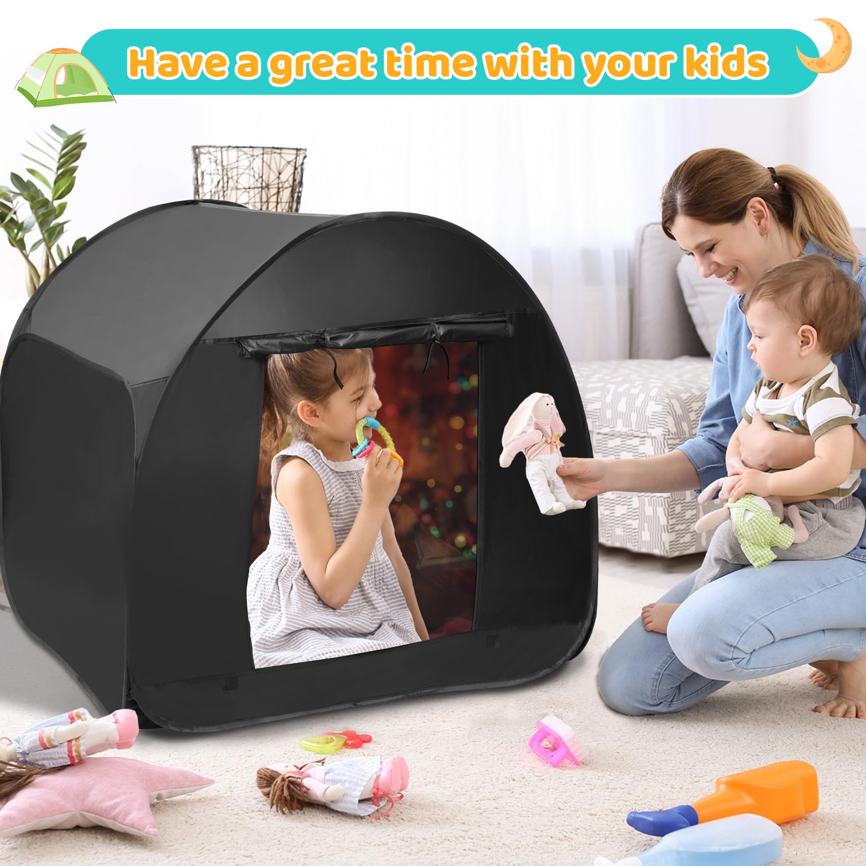 Dreamtrue sensory tent light toys create a wonder-filled exploration zone.