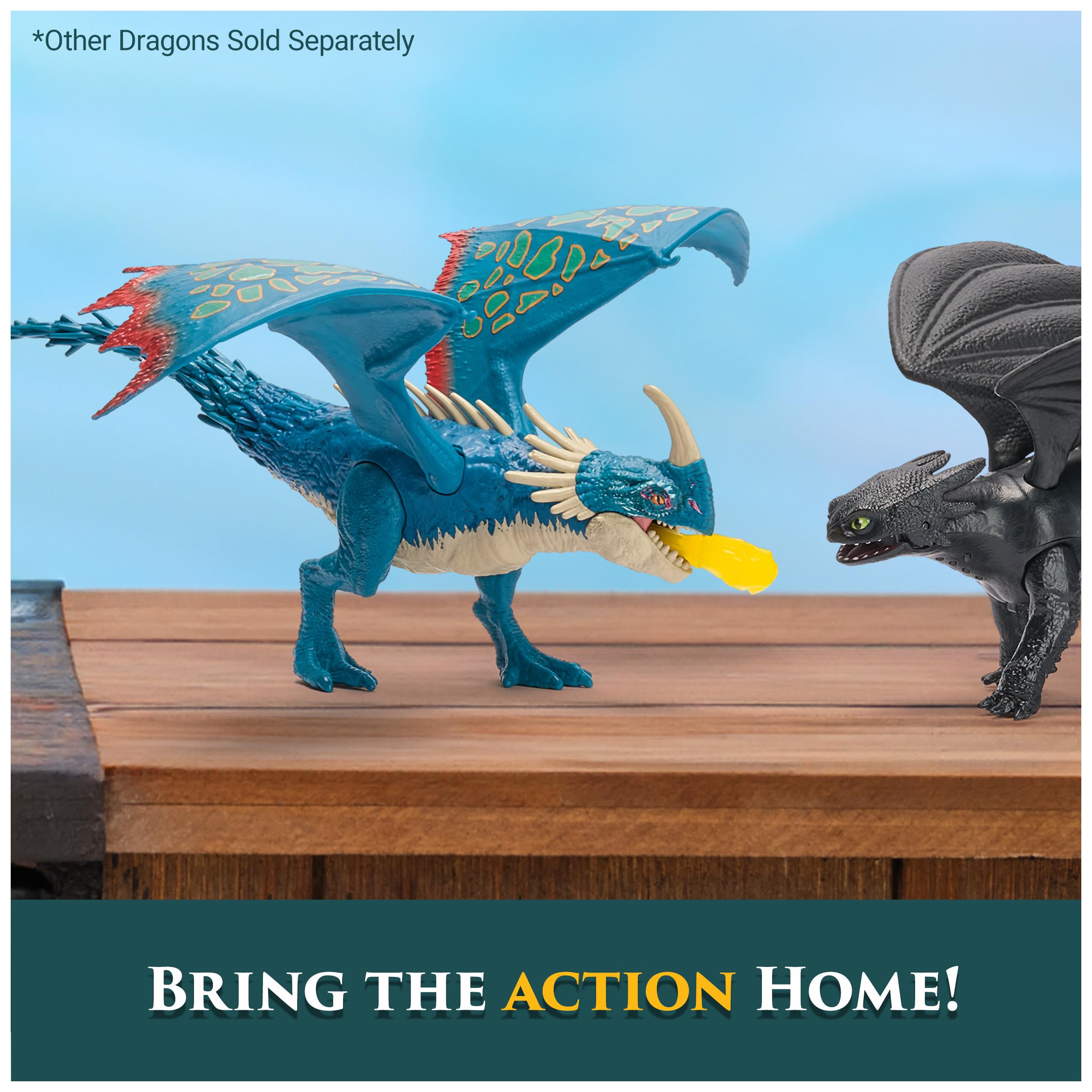 DreamWorks Dragons Deadly Nadder figure close-up reveals fins and wings.