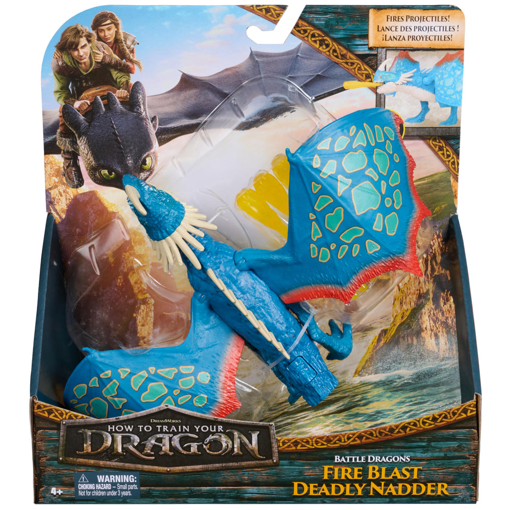 DreamWorks Dragons Deadly Nadder mouth open with fire blast for dramatic play.