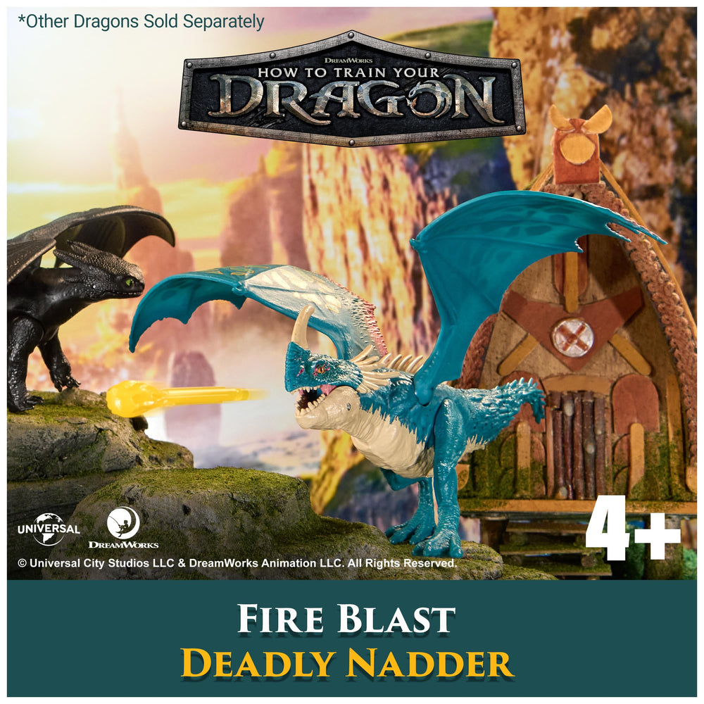 DreamWorks Dragons Fire Blast Nadder wings extended for dynamic action poses.