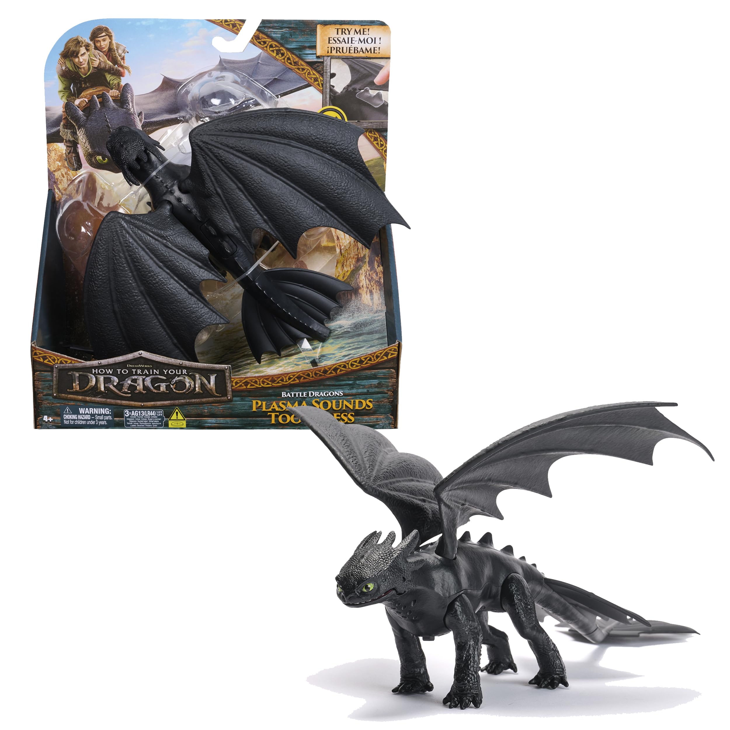 DreamWorks Night Fury front view for imaginative play and display.