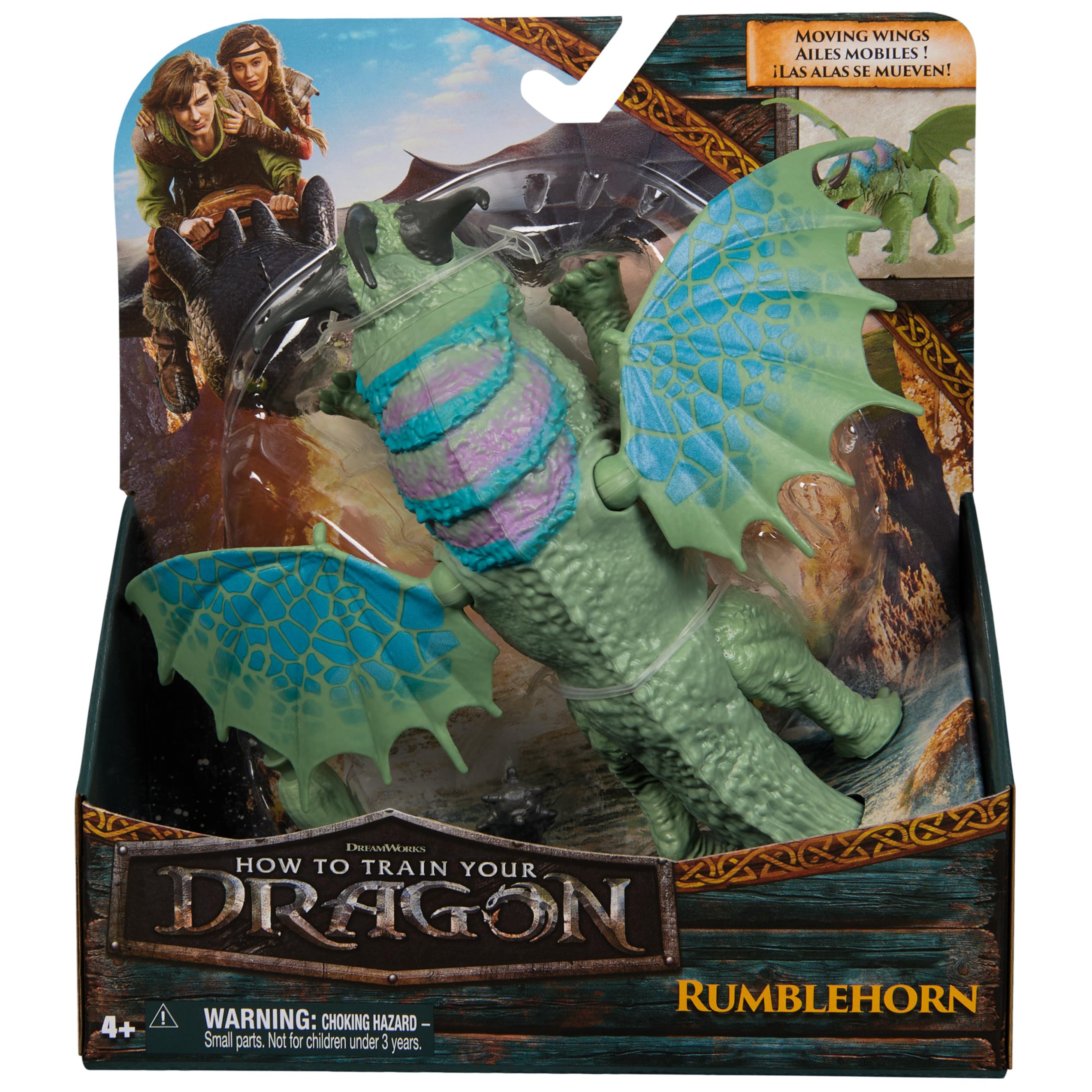 DreamWorks Dragons Rumblehorn figure with movable jaw for expressive scenes.