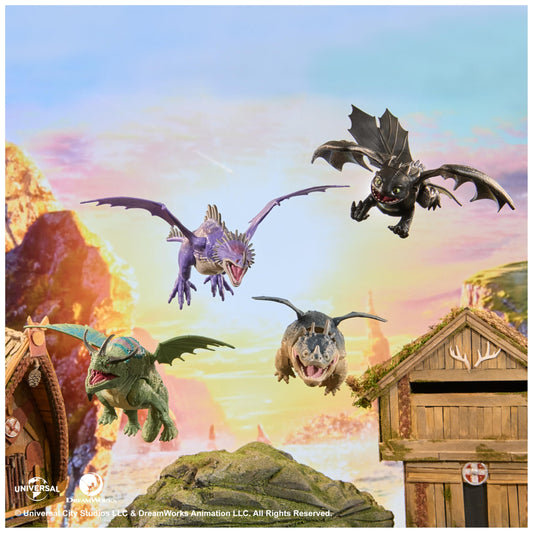 DreamWorks Dragons Rumblehorn figure with wings extended for dynamic pretend play.