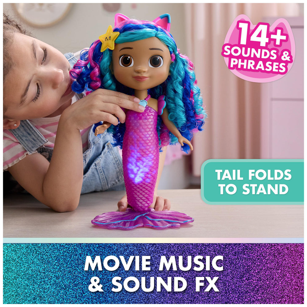 DreamWorks Gabby's Dollhouse mermaid stands over 14 inches tall for display and play.