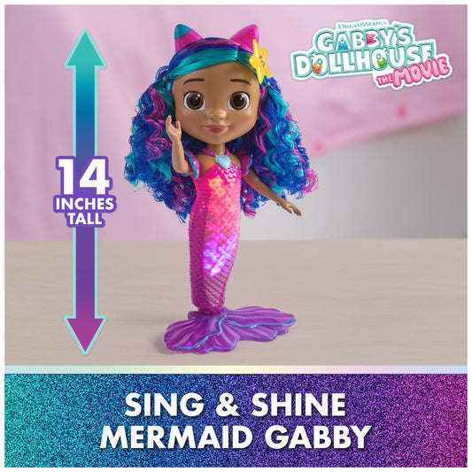 DreamWorks Gabby's Dollhouse mermaid tail changes color in warm water for color magic.