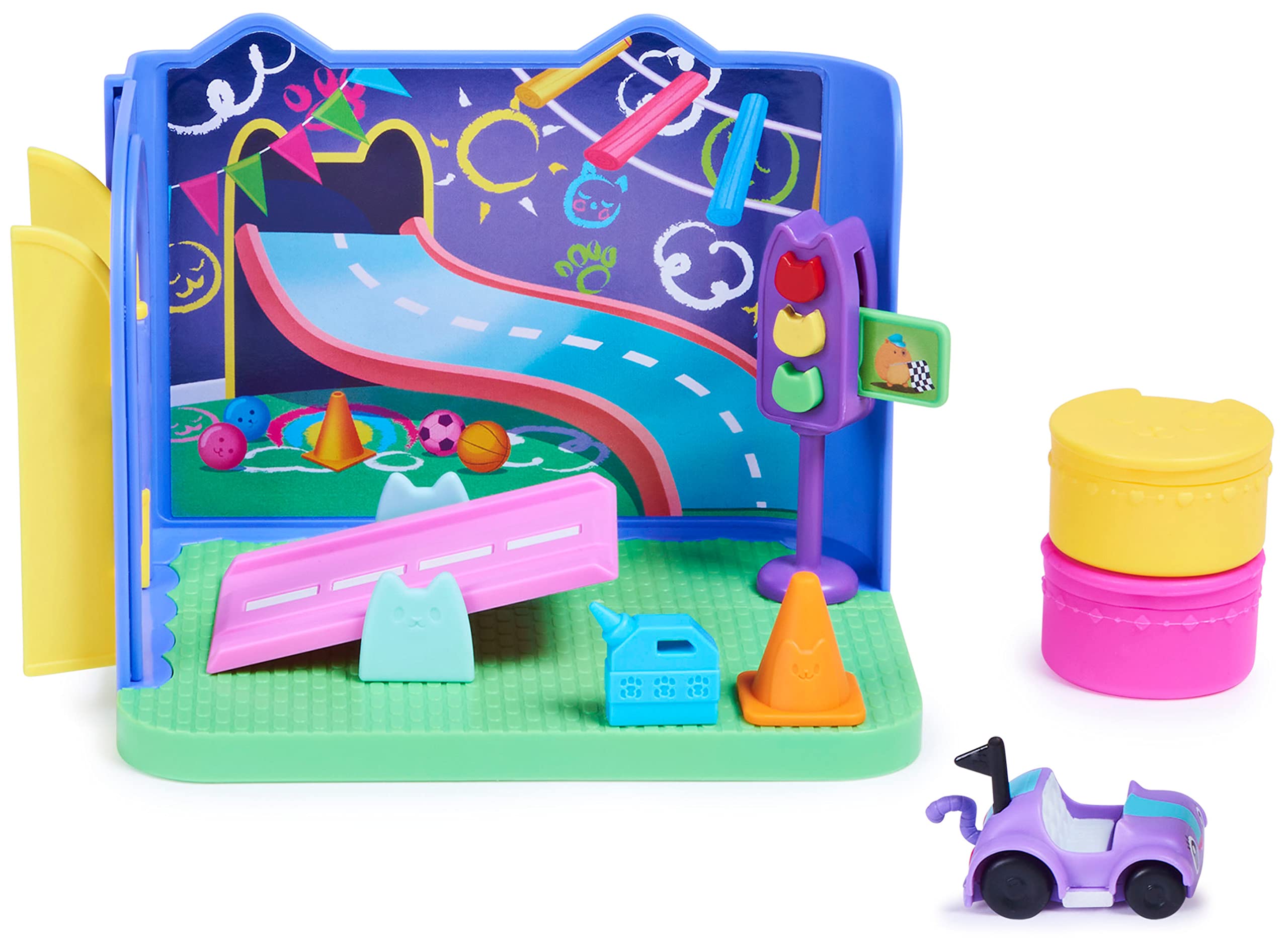 DreamWorks Gabby’s Dollhouse Compatible design slides into the Purrfect Dollhouse.