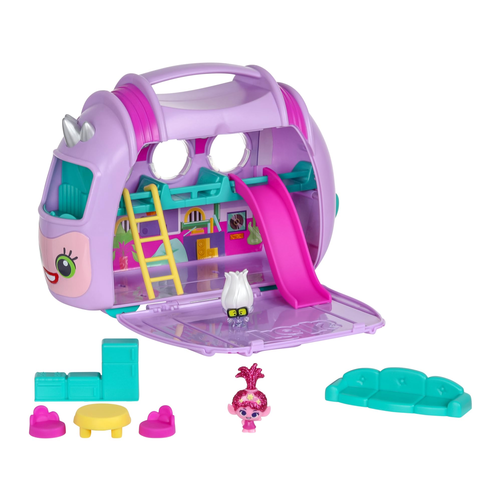 Bright Trolls styling and chunky, kid-friendly parts in Rhonda set