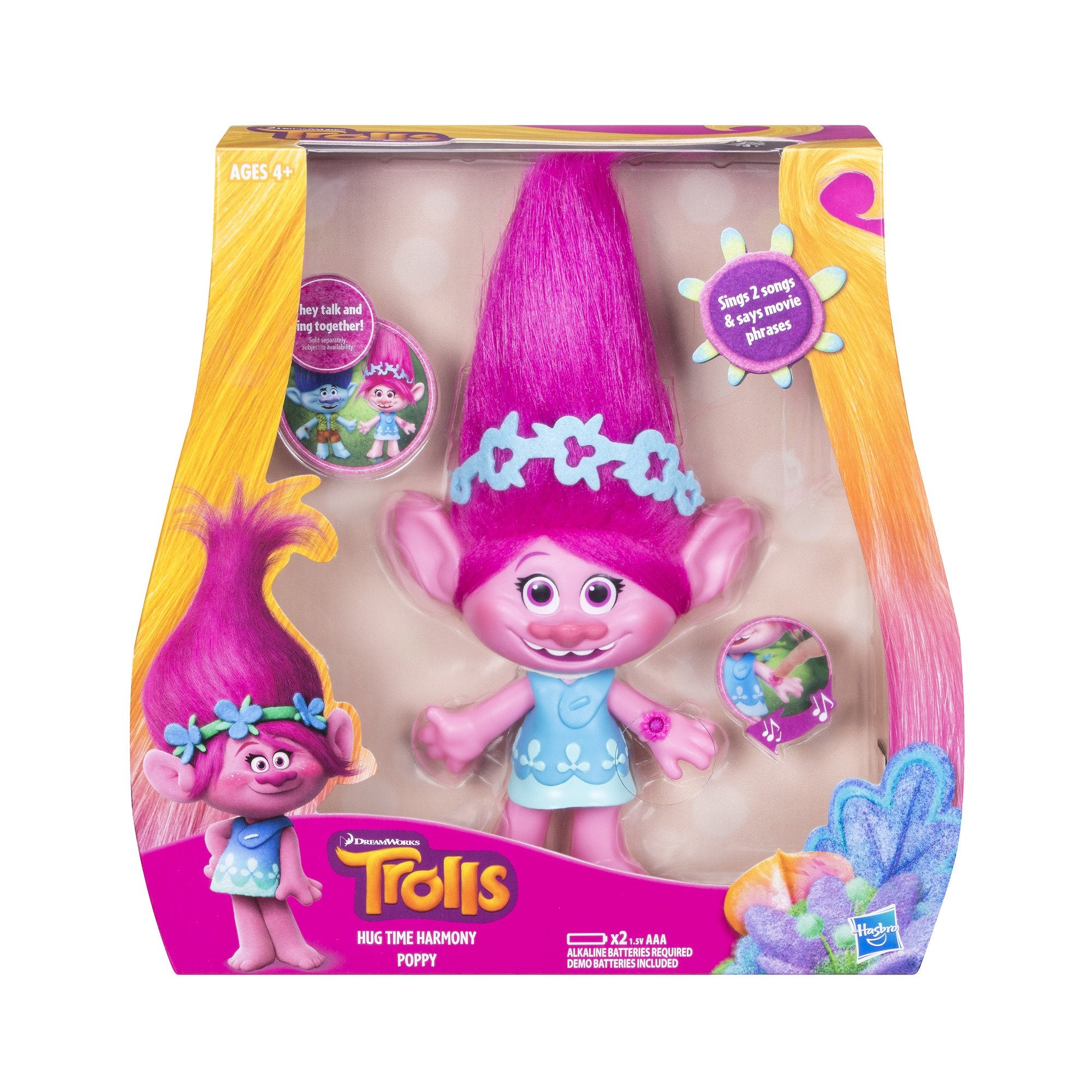 Soft plush hair detail enhances tactile play during storytime