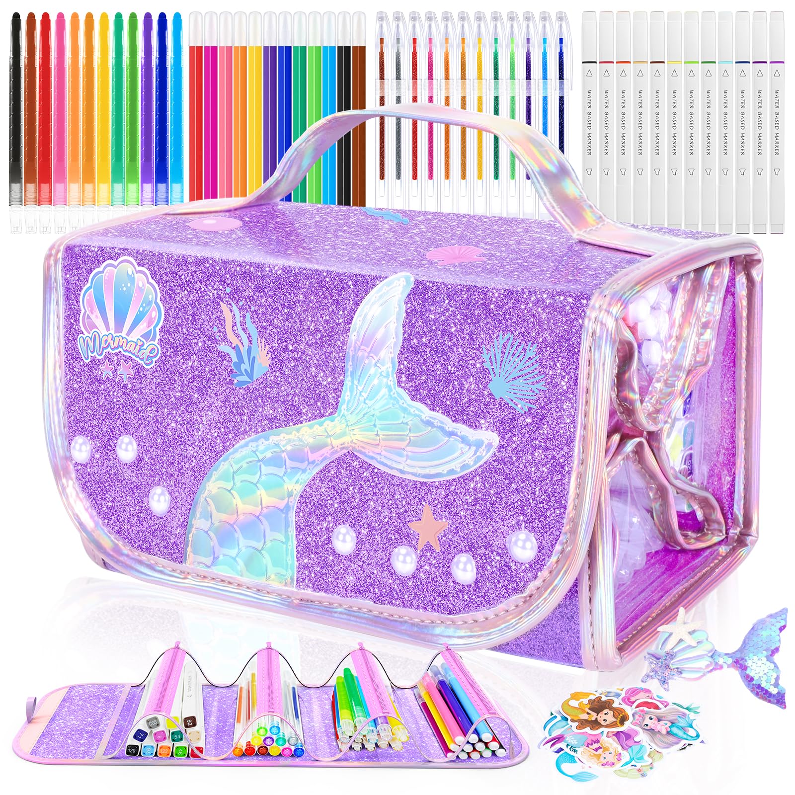 DreamyCandy Mermaid Pencil Case with vibrant colors and portable design for on-the-go art