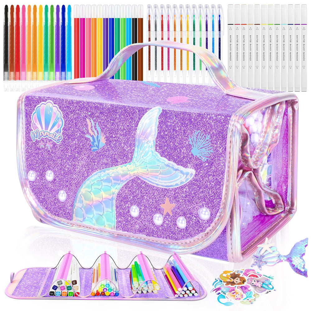 DreamyCandy Mermaid Pencil Case with vibrant colors and portable design for on-the-go art