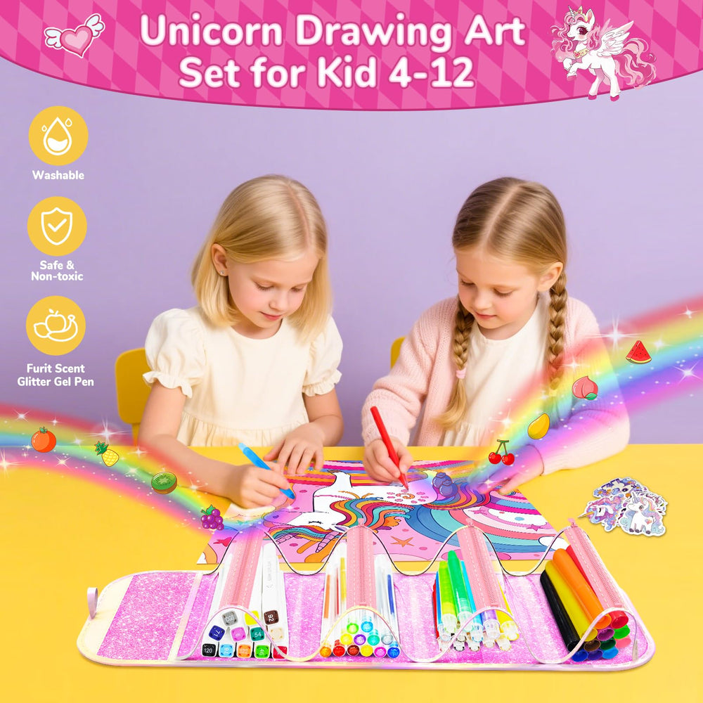 DreamyCandy scented glitter gel pens add sparkle for playful illustrations.